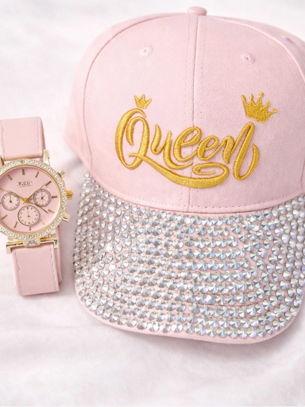 Pink Queen Rhinestone Hat & Watch Gift Set Ashley Princess NWT